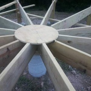 Art under the yurt. Just in case we might want to crawl under and rafter gaze some day.