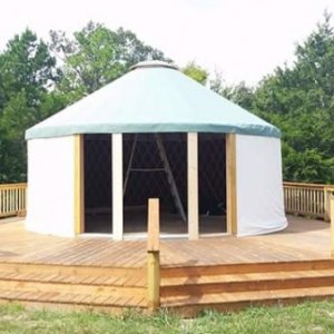 Front of the yurt.